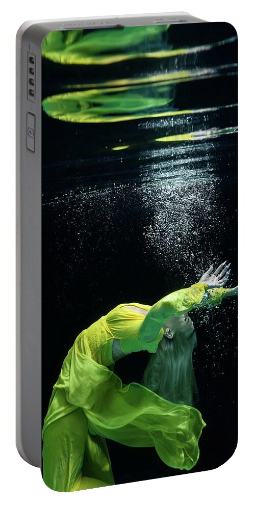 Underwater Portable Battery Charger featuring the photograph Yellow Mermaid by Gemma Silvestre
