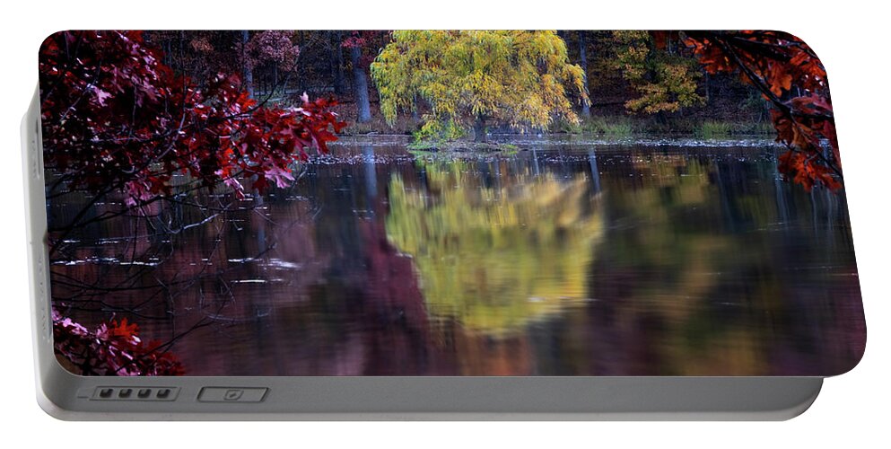 Lake Reflection Portable Battery Charger featuring the photograph Yellow Reflection by Tom Singleton