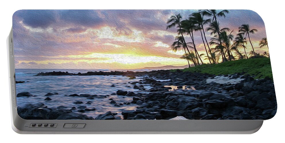 Hawaii Portable Battery Charger featuring the photograph Yellow Sunset Painting by Robert Carter