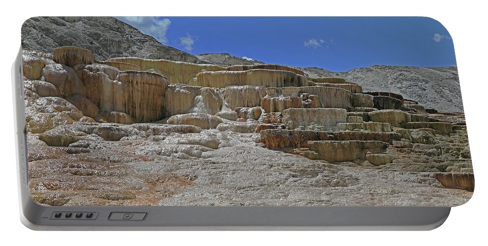 Mammoth Hot Springs Portable Battery Charger featuring the photograph Yellowstone NP - Mammoth Hot Springs by Richard Krebs