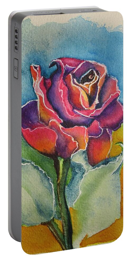 Rose Portable Battery Charger featuring the painting Yesterday's Rose by Dale Bernard