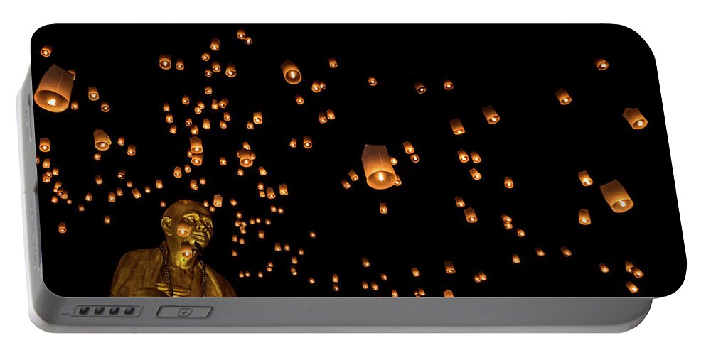 Buddha Portable Battery Charger featuring the photograph Yi Peng Festival by Arj Munoz