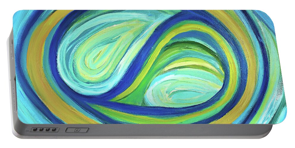 Yin And Yang.abstract Portable Battery Charger featuring the painting Yin and Yang by Maria Meester