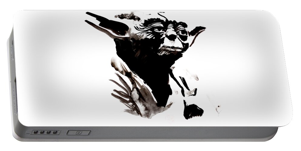 Yoda Portable Battery Charger featuring the painting Yoda 02 by Pechane Sumie
