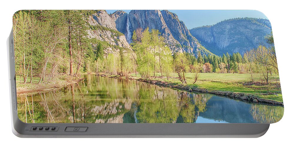 Yosemite Falls Portable Battery Charger featuring the photograph Yosemite Falls and Merced River by Bill Roberts