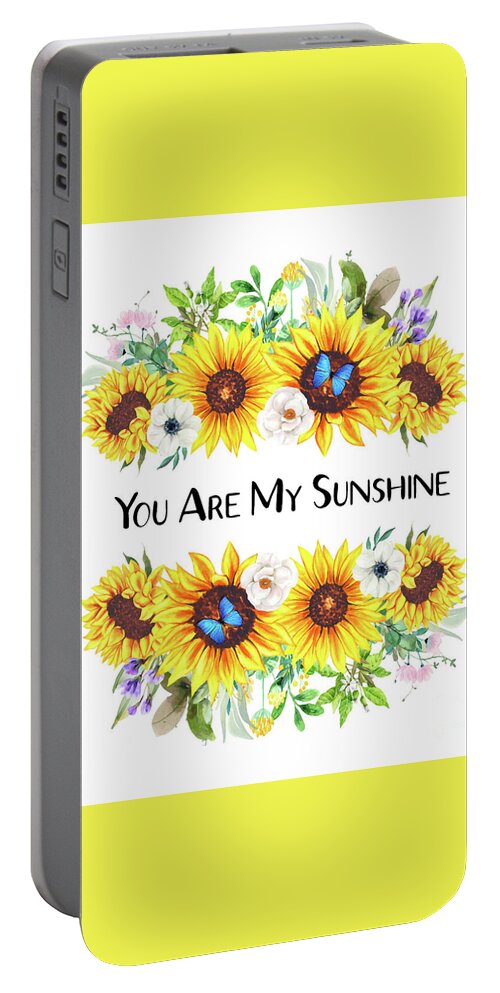 Sunflowers Portable Battery Charger featuring the painting You Are My Sunshine by Tina LeCour