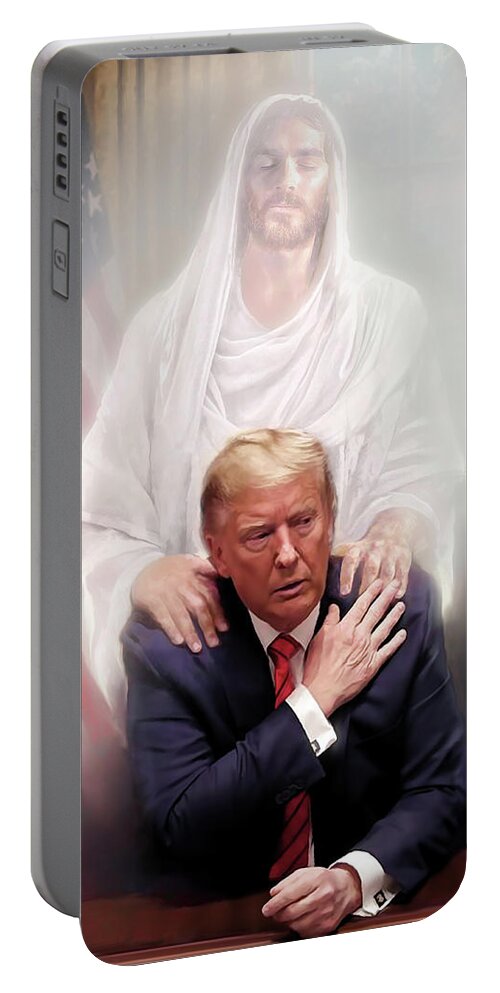 “president Trump” Portable Battery Charger featuring the painting You are not Alone by Danny Hahlbohm