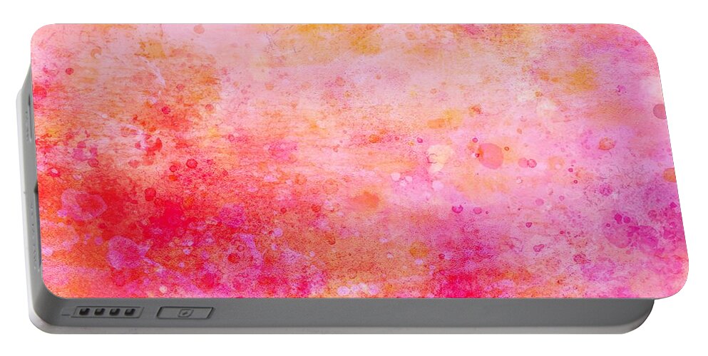 Watercolor Portable Battery Charger featuring the digital art Yowi - Artistic Colorful Abstract Pink Yellow Watercolor Painting Digital Art by Sambel Pedes