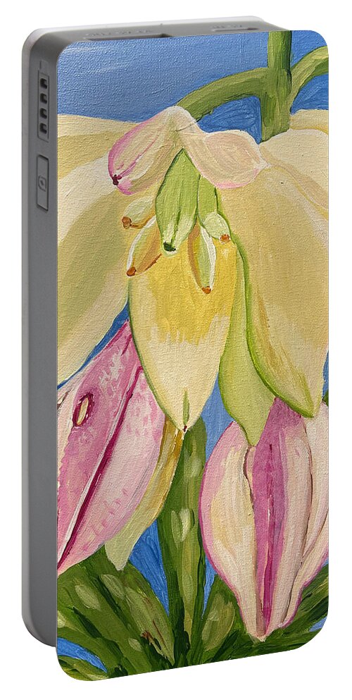Yucca Portable Battery Charger featuring the painting Yucca Flower by Christina Wedberg