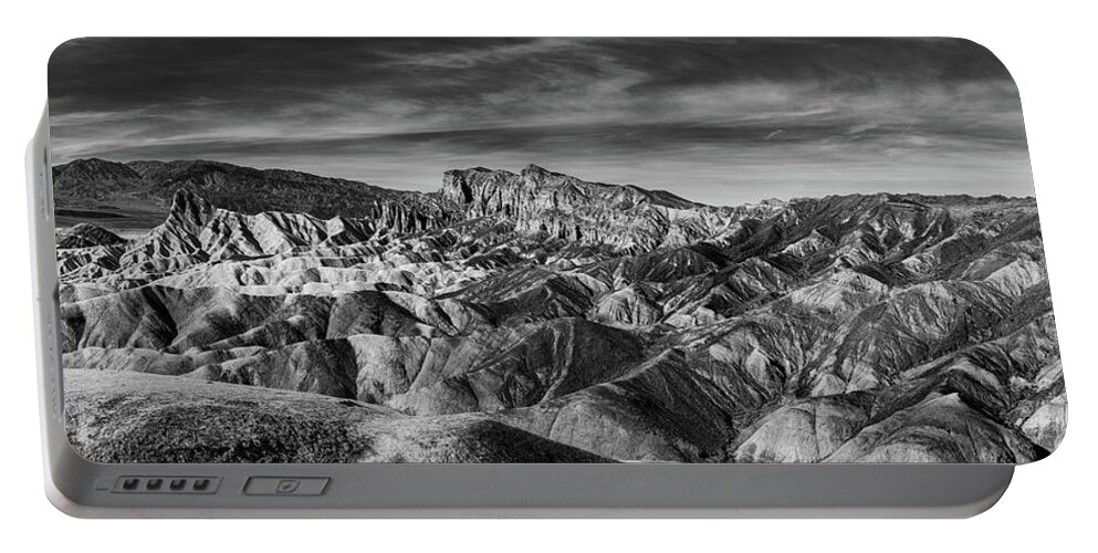California Portable Battery Charger featuring the photograph Zabriskie Point - Black and White by Peter Tellone