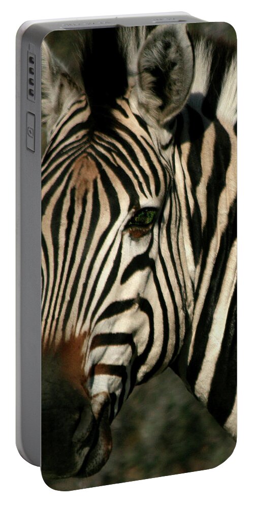 Zebra Portable Battery Charger featuring the photograph Zebra Eye by Karen Zuk Rosenblatt