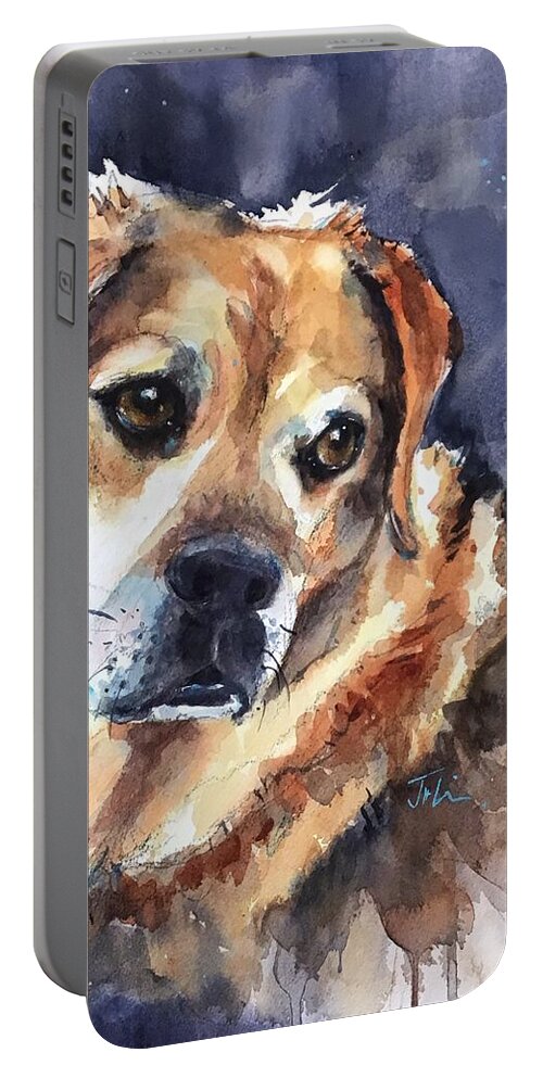 Dog Portable Battery Charger featuring the painting Zeke by Judith Levins