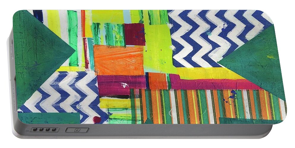 Star Portable Battery Charger featuring the painting Zigzag Star by Cyndie Katz