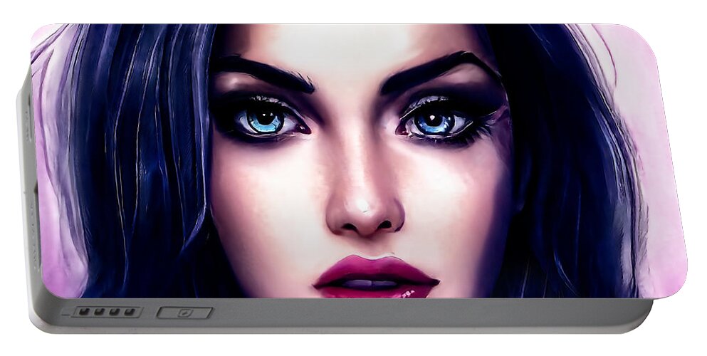 Portrait Portable Battery Charger featuring the digital art Zoe Purple by Alicia Hollinger