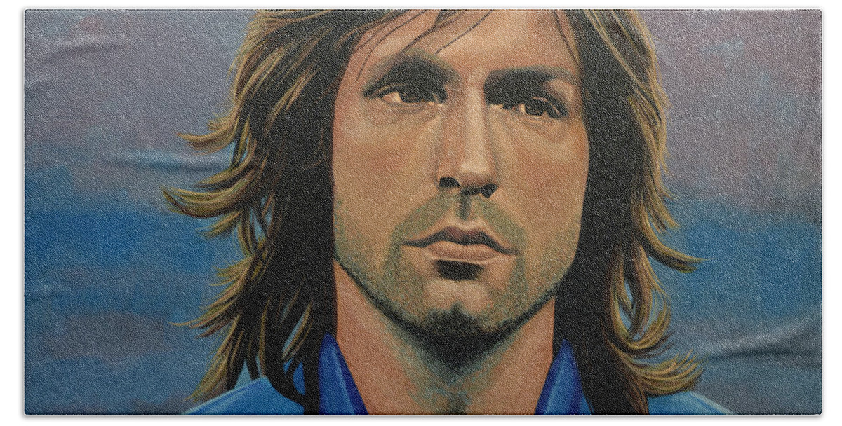 Andrea Pirlo Beach Towel featuring the painting Andrea Pirlo by Paul Meijering