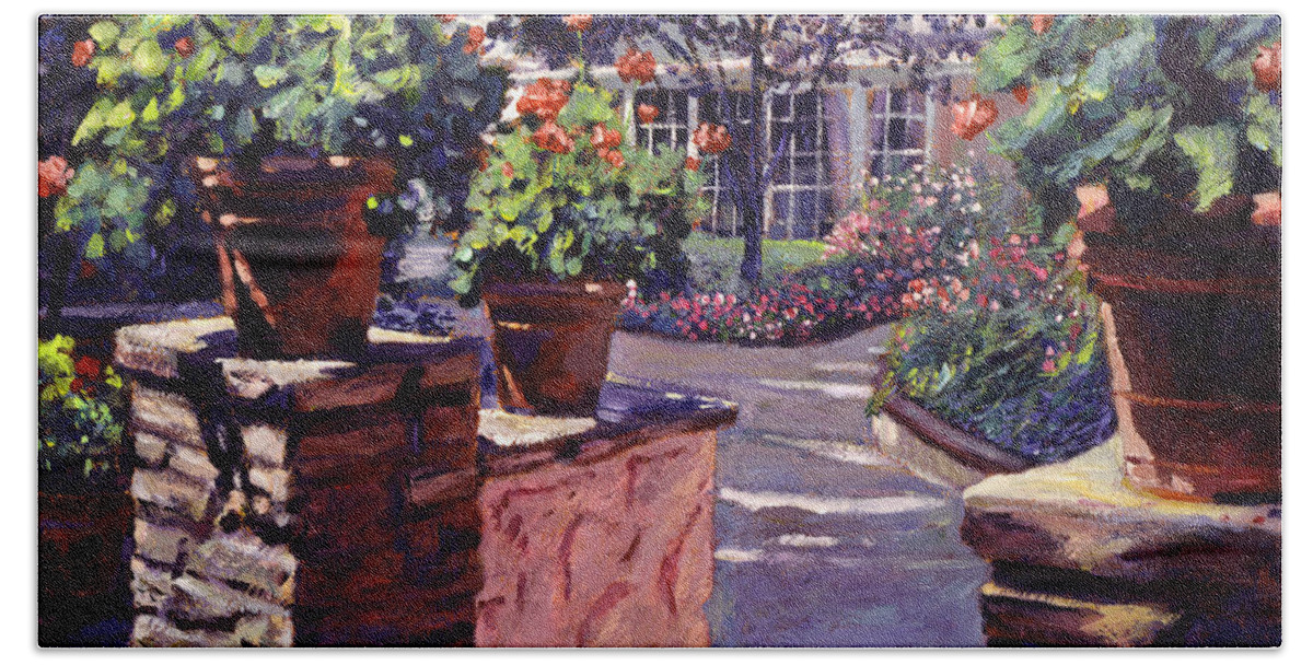 Gardens Beach Towel featuring the painting Bel-Air Gardens by David Lloyd Glover