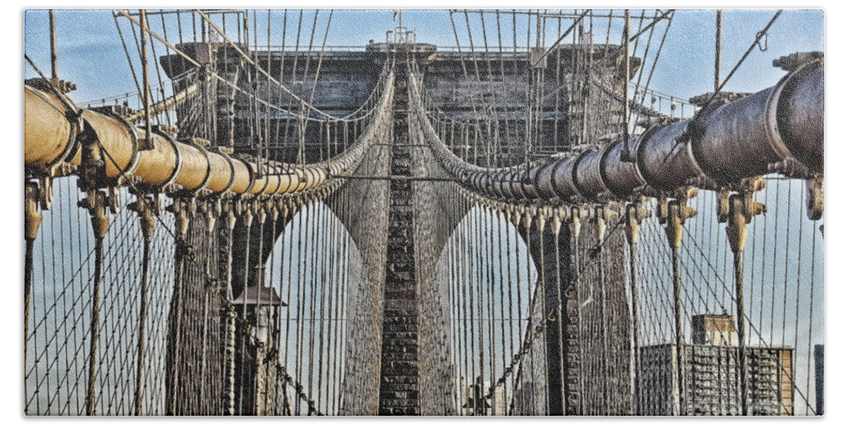 Brooklyn Bridge Beach Towel featuring the photograph Brooklyn Bridge 3 by Steve Purnell