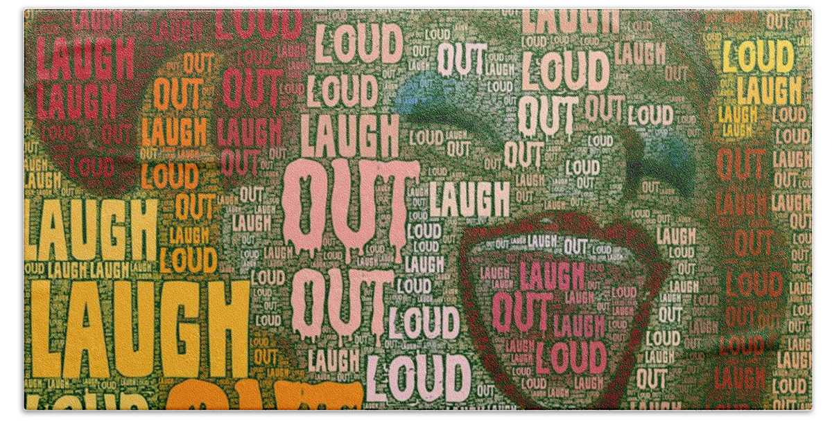 Laughing Beach Towel featuring the mixed media Laugh out loud by Linda Weinstock