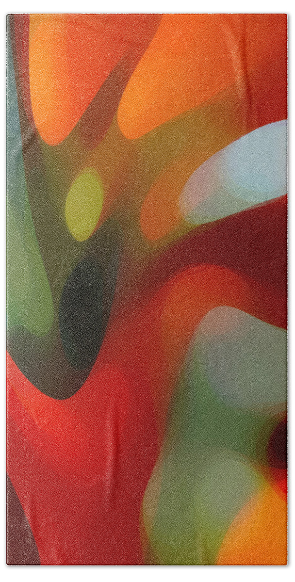Abstract Beach Towel featuring the painting Tree Light 2 by Amy Vangsgard