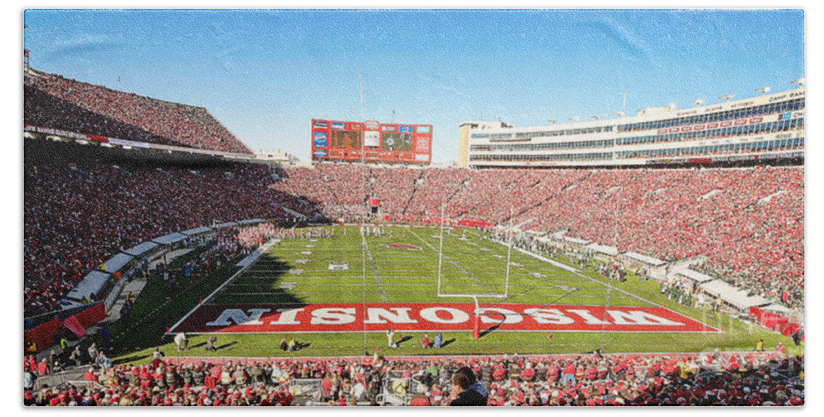 Camp Beach Towel featuring the photograph 0812 Camp Randall Stadium Panorama by Steve Sturgill