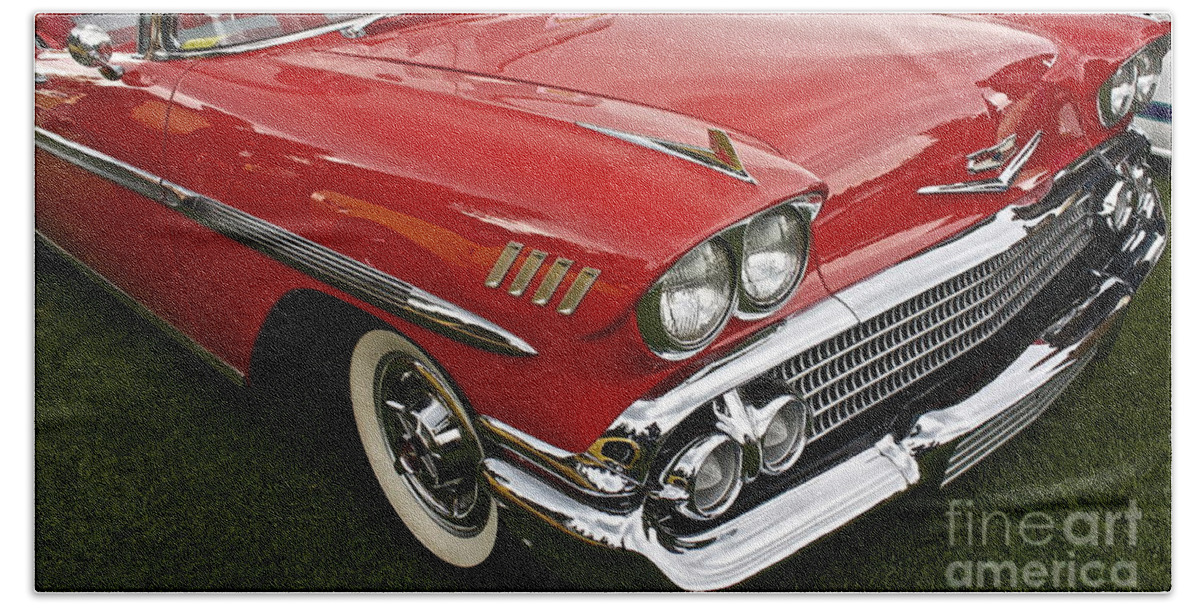 Car Beach Towel featuring the photograph 1958 Chevy Impala by Linda Bianic