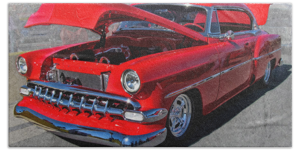 Victor Montgomery Beach Towel featuring the photograph '54 Chevy #1 by Vic Montgomery