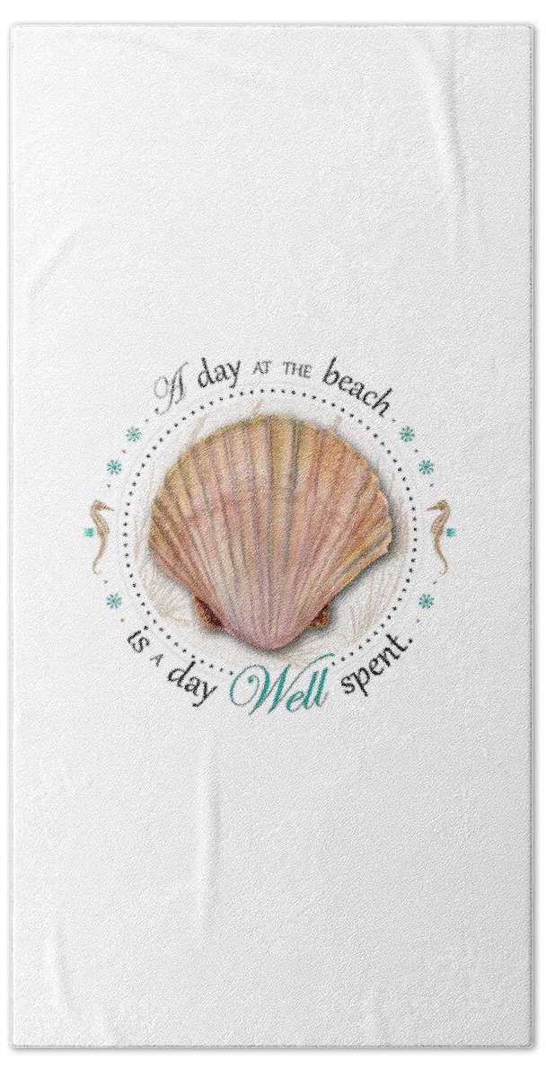 Seashell Beach Sheet featuring the painting A day at the beach is a day well spent #2 by Amy Kirkpatrick