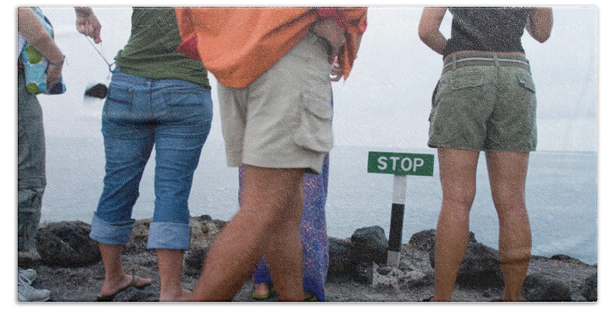 Authority Beach Towel featuring the photograph A Sign Marks The End Of The Line #1 by Eric Rorer
