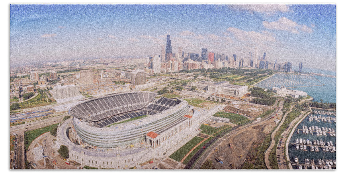 Photography Beach Towel featuring the photograph Aerial View Of A Stadium, Soldier #1 by Panoramic Images