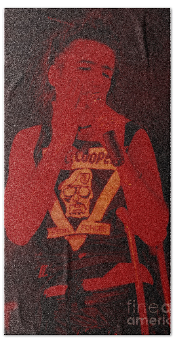 Alice Cooper Beach Towel featuring the photograph Alice Cooper at the Concord Pavillion #3 by Daniel Larsen