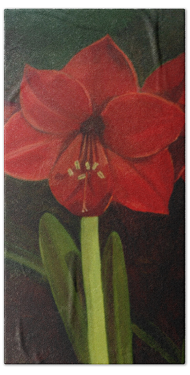 Amaryllis Beach Sheet featuring the painting Amaryllis #2 by Nancy Griswold