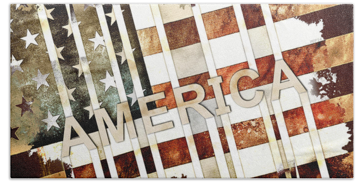 America Beach Towel featuring the digital art America #2 by Phil Perkins