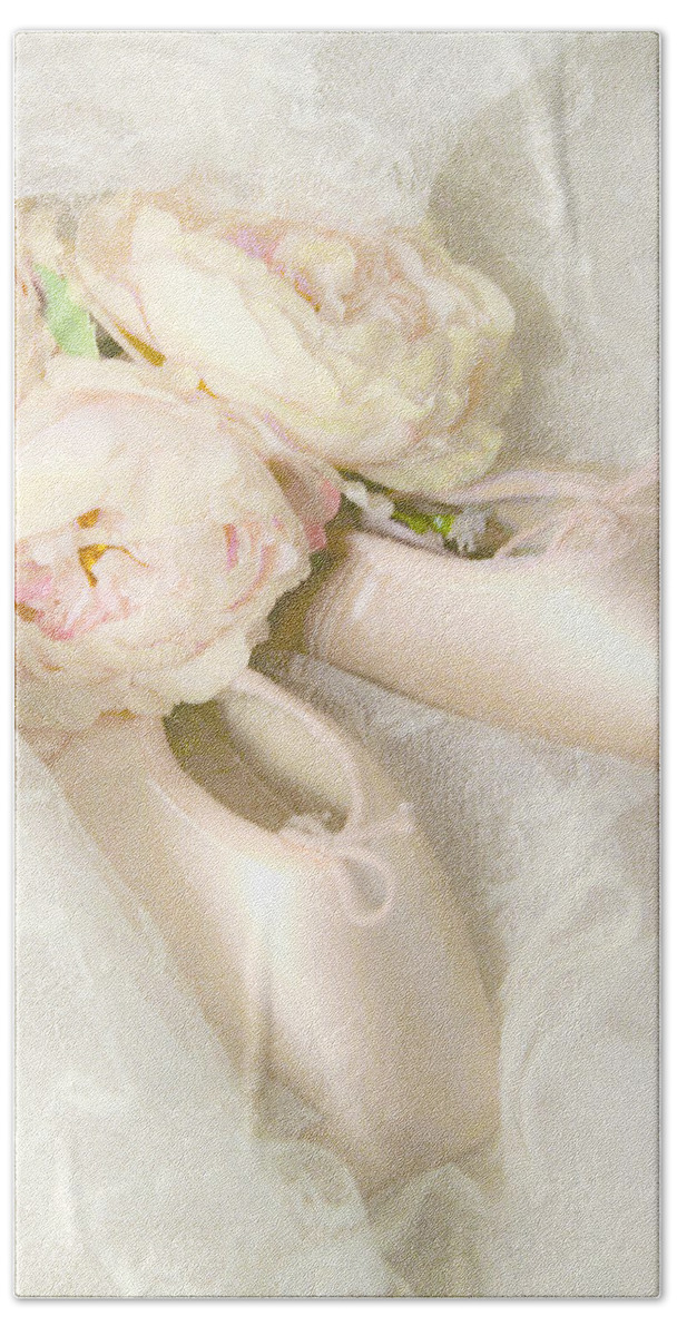 Shabby Chic Prints Beach Towel featuring the photograph Ballet Shoes by Theresa Tahara