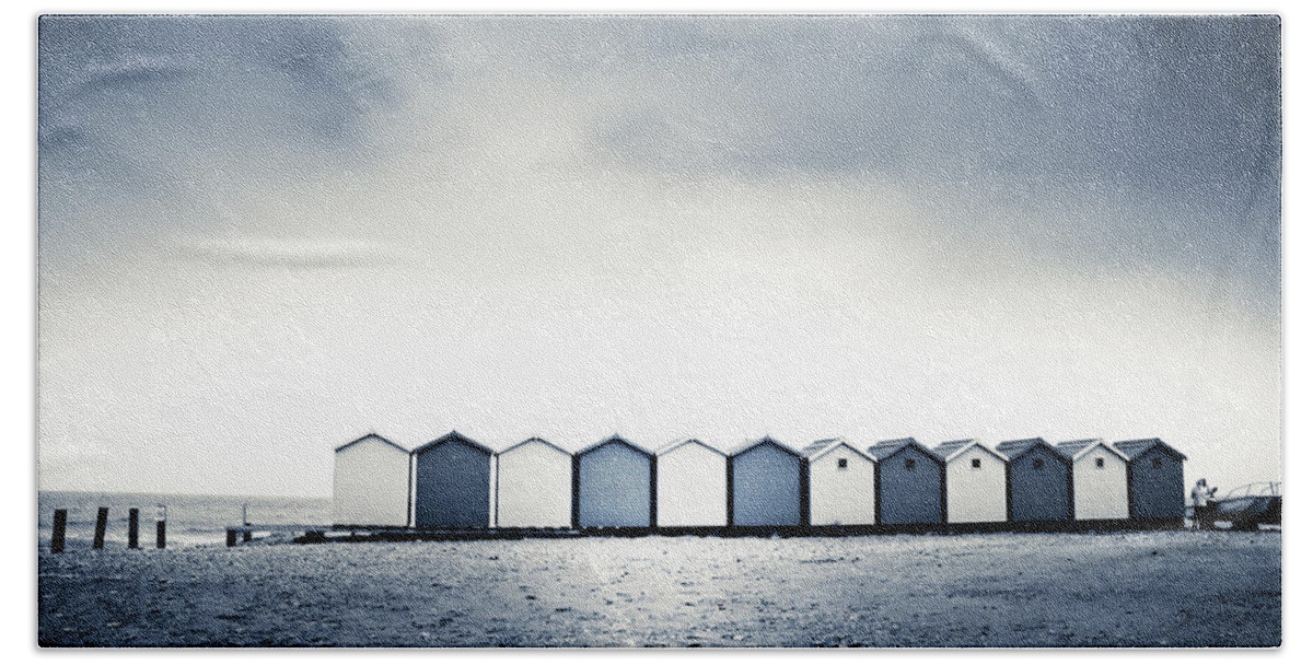 Charmouth Beach Towel featuring the photograph Beach Huts #1 by Dorit Fuhg