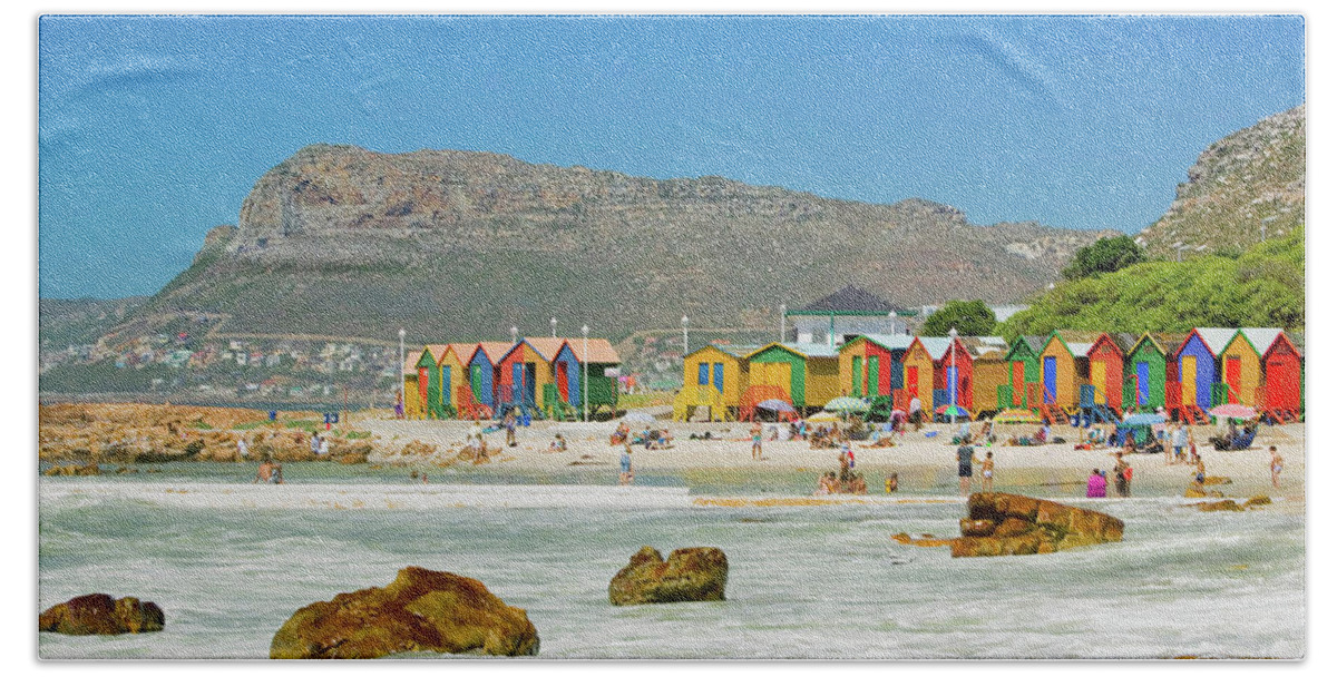 Photography Beach Towel featuring the photograph Bright Crayon-colored Beach Huts At St #1 by Panoramic Images
