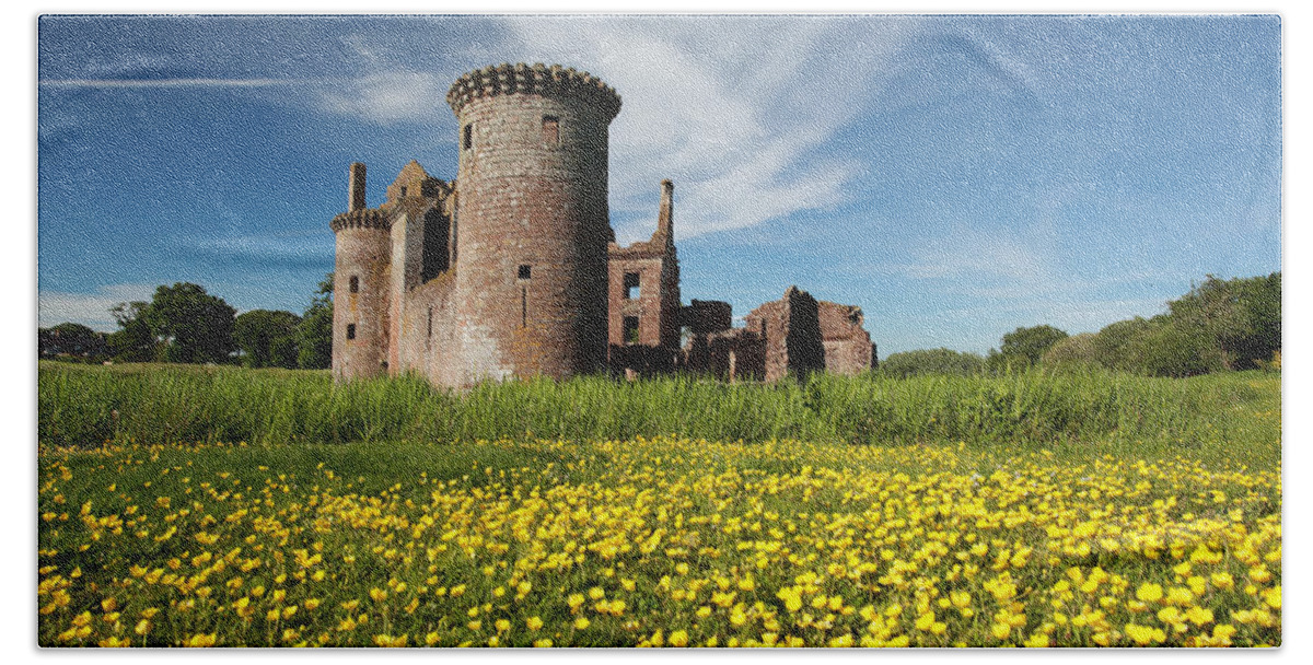 Scotland Beach Sheet featuring the photograph Caerlaverock Castle #1 by Maria Gaellman