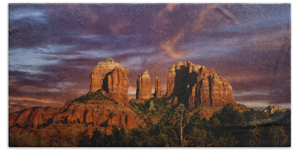 Cathedral Rock Beach Towel featuring the photograph Cathedral Rock #1 by Diana Powell