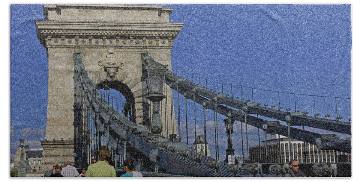Chain Bridge Beach Towel featuring the photograph Chain Bridge Budapest #1 by Tony Murtagh