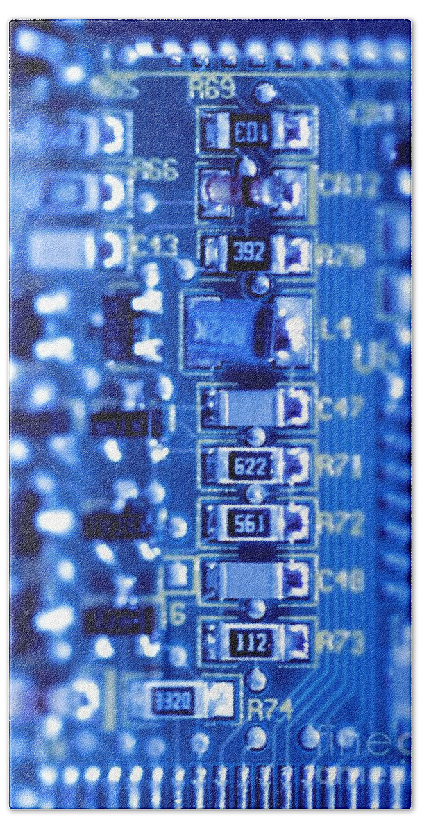 Computer Beach Towel featuring the photograph Circuit Board #1 by Henrik Lehnerer