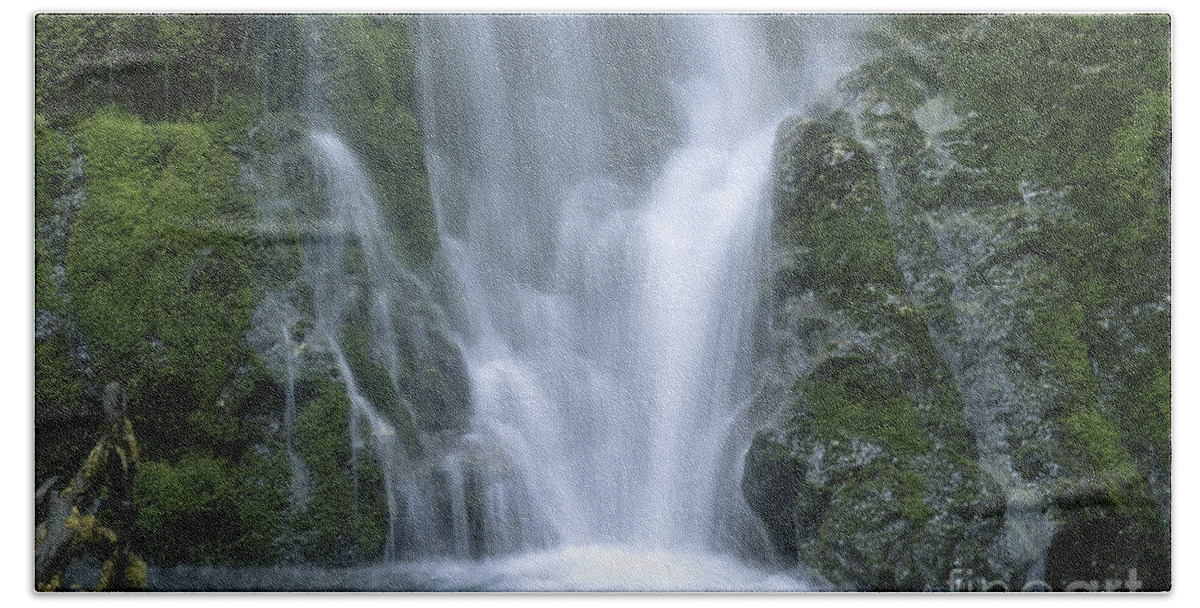 Waterfall Beach Towel featuring the photograph Coming Together #1 by Sandra Bronstein