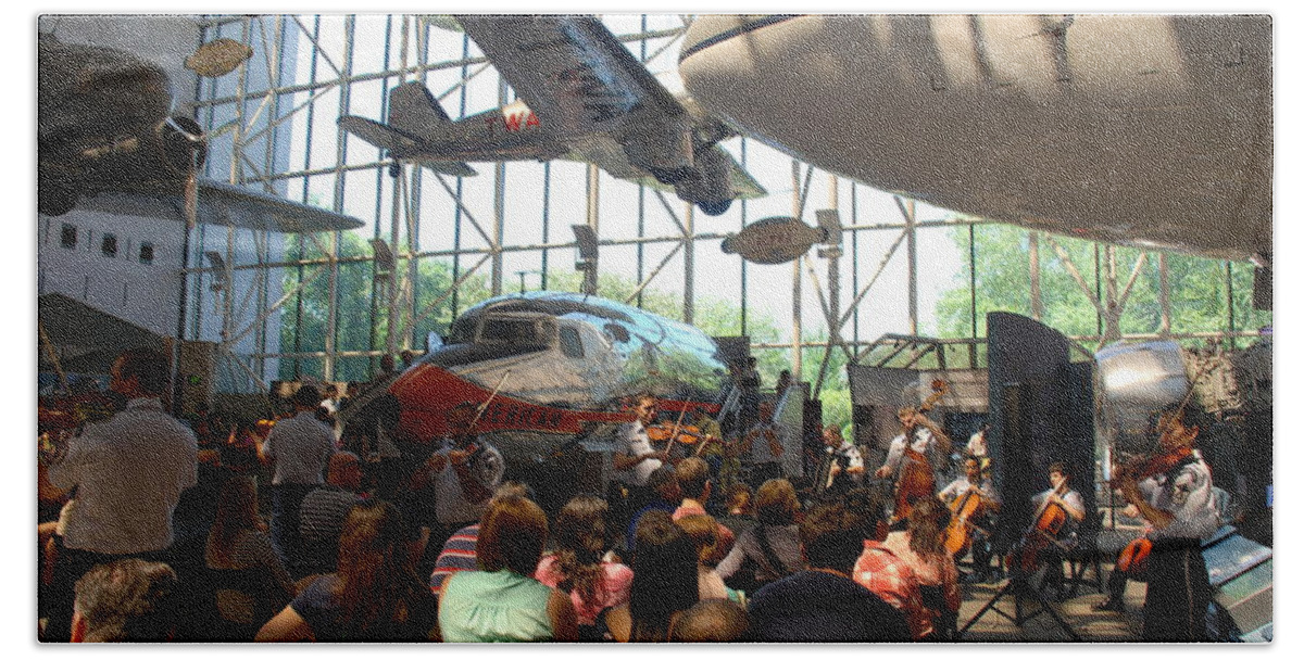 Air And Space Museum Beach Towel featuring the photograph Concert Under the Planes by Kenny Glover