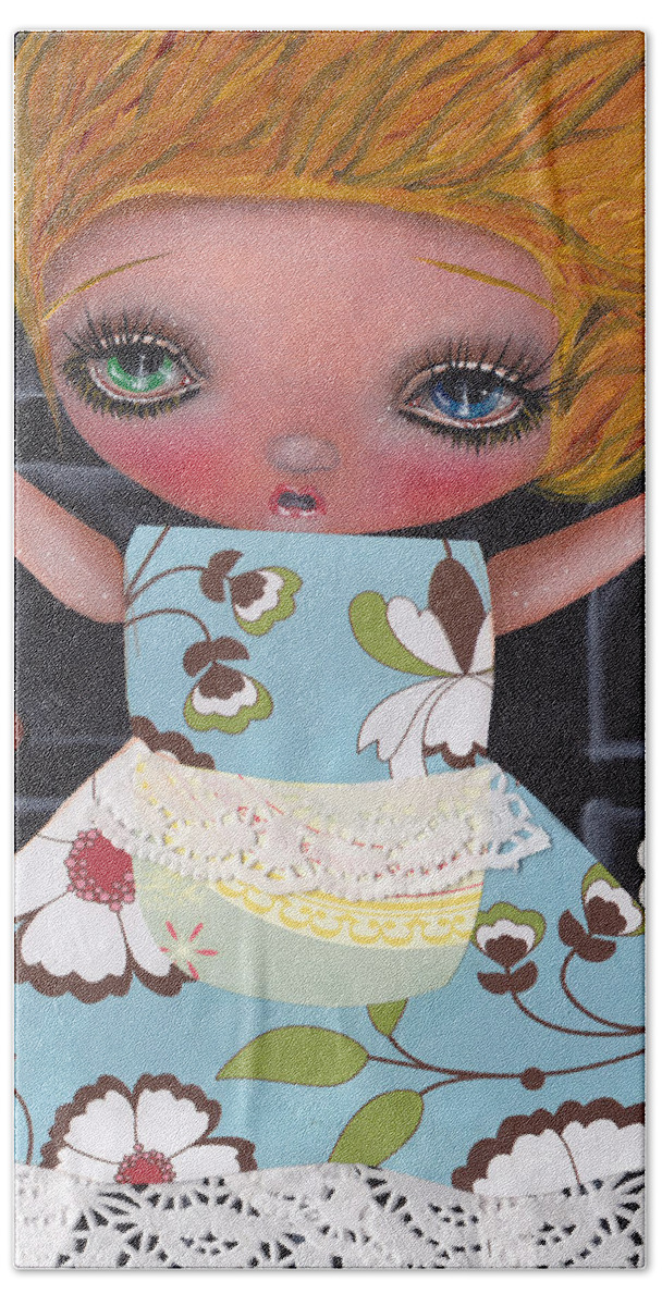 Alice In Wonderland Beach Towel featuring the painting Down the Rabbit Hole by Abril Andrade