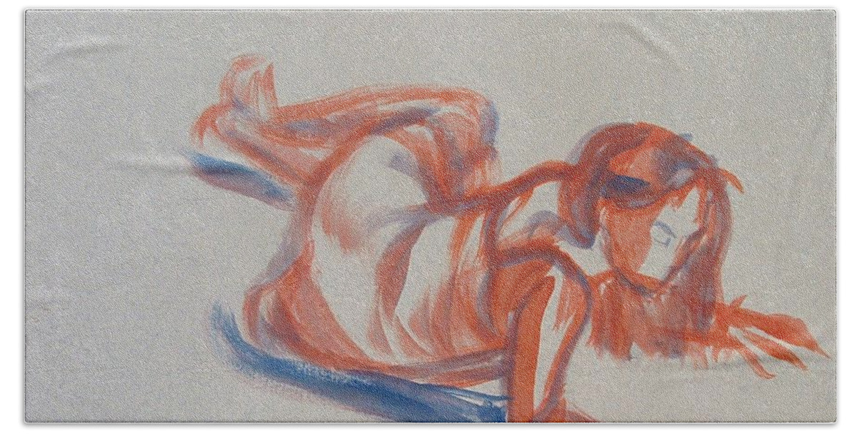 Girl Beach Towel featuring the painting Female Figure Painting #1 by Mike Jory