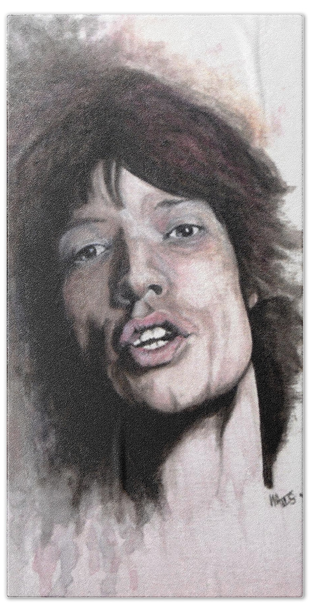 Mick Jagger Beach Towel featuring the painting Gimme Shelter by William Walts