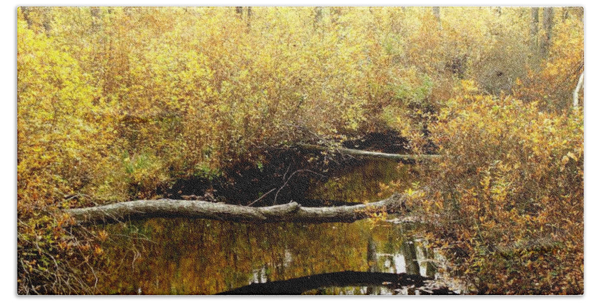 Golden Beach Sheet featuring the photograph Golden Creek #1 by Sharon Woerner