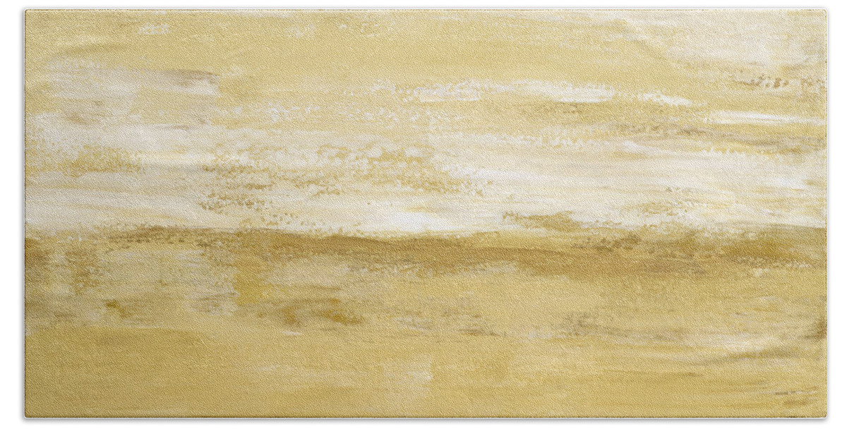 Abstract Beach Towel featuring the painting Golden Glow by Tamara Nelson
