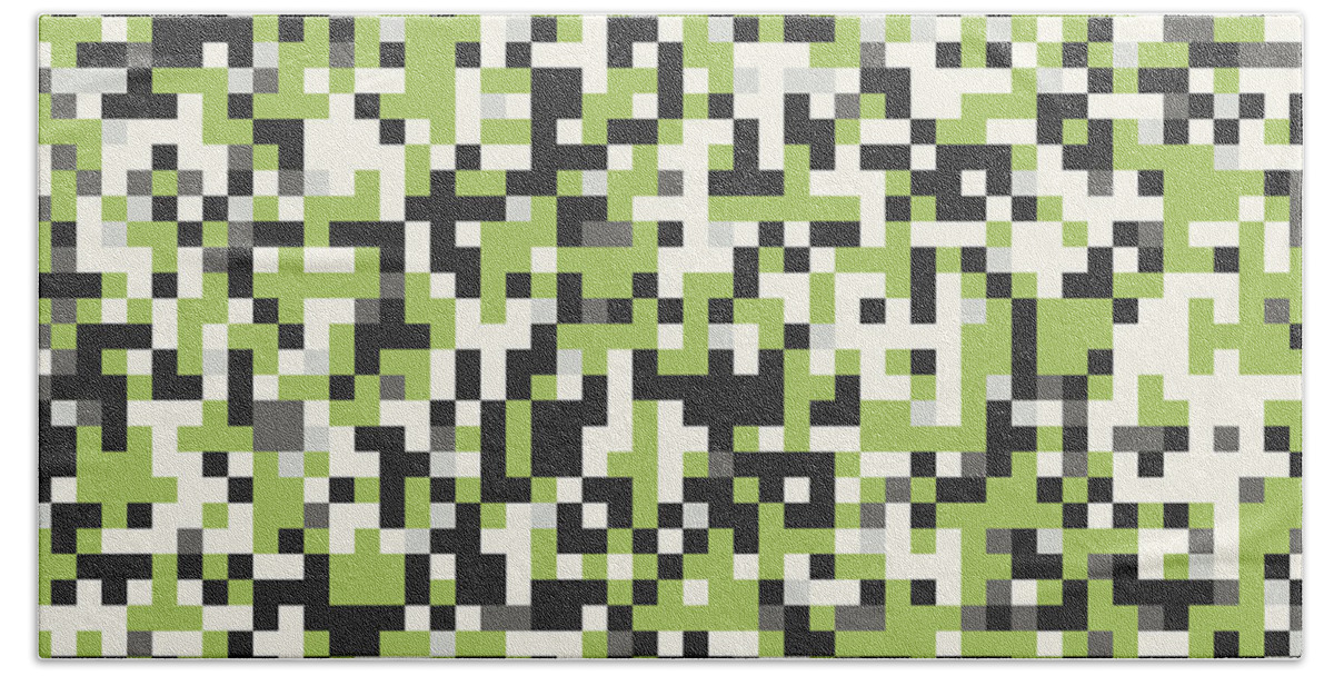 Art Beach Towel featuring the digital art Green Pixel Art #1 by Mike Taylor
