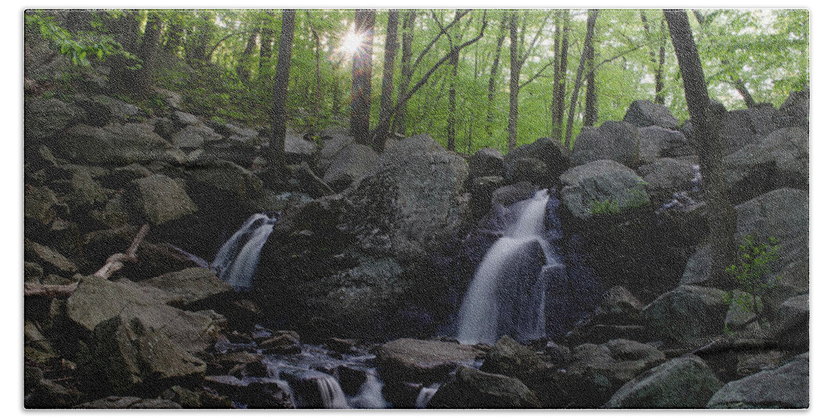 Landscape Beach Towel featuring the photograph Hacklebarney Waterfall by GeeLeesa Productions