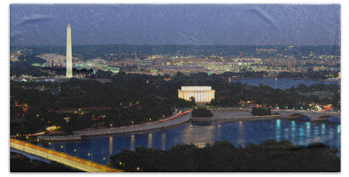Photography Beach Towel featuring the photograph High Angle View Of A City, Washington by Panoramic Images