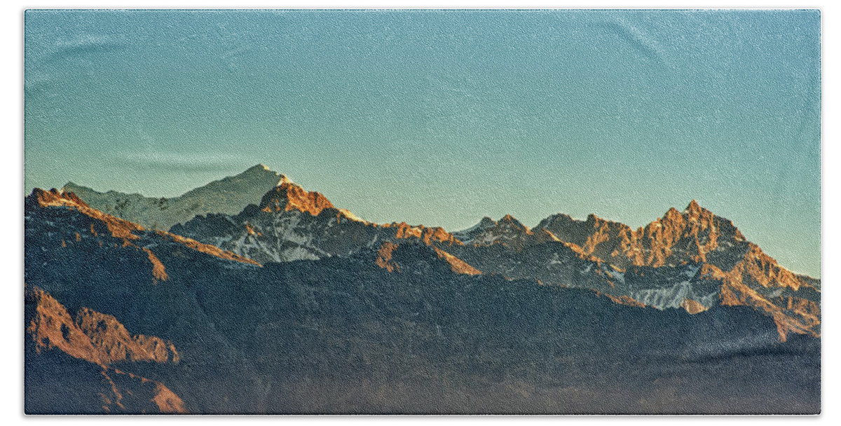 Fog Beach Towel featuring the photograph Himalayan mountains #2 by U Schade